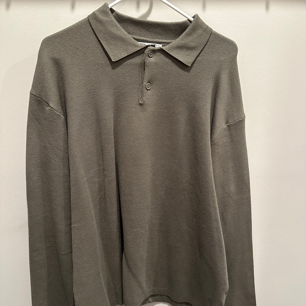 Zara Men's Khaki Polo Shirt
